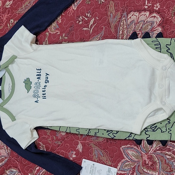 NWT- Carter's 3 Piece Boy's Dinosaur Onesies And Pants Set, Size 12 Months - Picture 4 of 4